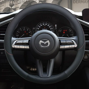DERMAY Prekės Odos Automobilio Vairo Padengti Aukštos Kokybės Mazda 3 323 BK BL121 2 Sedanas demio Auto Priedai