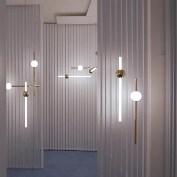 Minimalistinio Line Art LED Sieniniai Šviestuvai Horizontali Versija Sieniniai šviestuvai Metalo Spindesį Kamuolį, Baras, Kavinė Arbatos Parduotuvę, Inžinerijos Laiptai