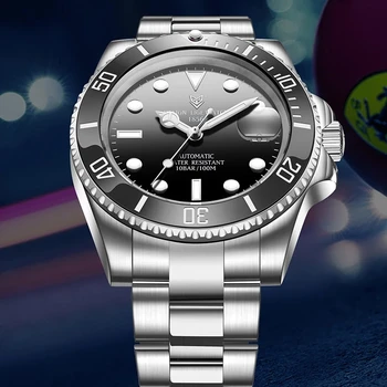 LIGE Prekės ženklo Vyrai Nerūdijančio Plieno Sapphire atsparus Vandeniui 100M Verslo, Sporto Mechaninis Laikrodis Prabangių Vyrų Laikrodžiai Automatinis laikrodis