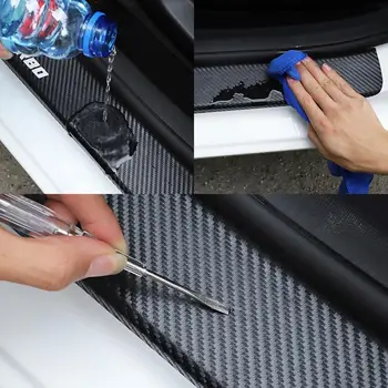 4 vnt automobilių durų slenksčio raštas odos anglies pluošto vinilo lipdukai Automobilių Priedai, Skirti 