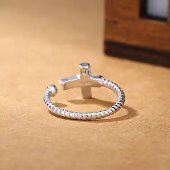 Mados 925 Sterlingas Sidabro Žiedai Moterims Tuščiaviduriai Kryžiaus Žiedai Infinity Reguliuojamas Antikvariniai Žiedai Anillos korėjos Papuošalai