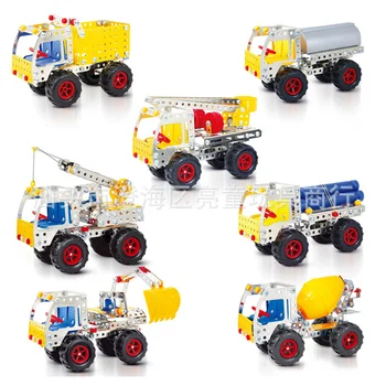 Zhenwei Varžtais Riešutų Blokai Metalo Surinkimo Inžinerijos, Transporto priemonės Modelis Kranas, savivartis Pakrovimo Automobilio Modelį KAMIENINIŲ Žaislas