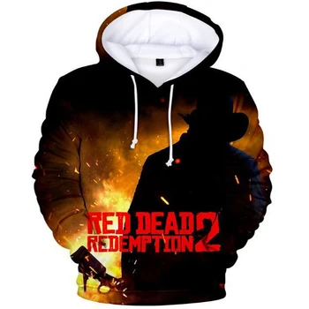 Žaidimas Stiliaus 3D Spausdinimo Hoodies Red Dead Redemption 2 vyriški Laisvalaikio Hip-Hop Megztinis su Gobtuvu Swearshirt Madinga Rudens Žiemos Hoodie
