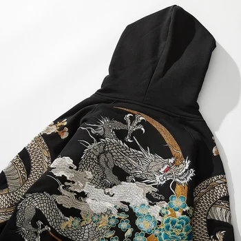 Kinų stiliaus siuvinėjimų dragon plus aksomo hoodie rudens ir žiemos drabužių Japonijos Yokosuka sunkiųjų banga prekės, vyriški drabužiai