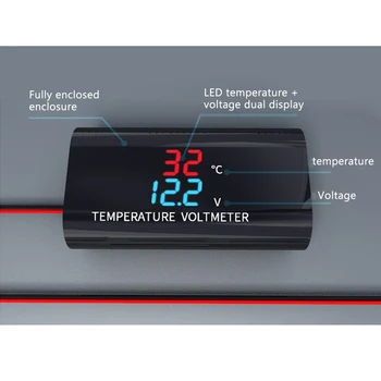 DC 12V LED Skaitmeninis Temperatūros Jutiklis Voltmeter 0.28 colių Dvigubas Ekranas Termostatas voltmetras Testeriai Automobilį, Motociklą