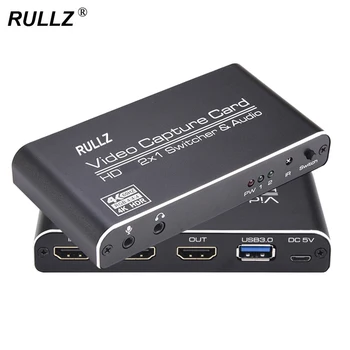 1080P USB 3.0 Filmavimo Kortelės 2x1 HDMI suderinamus Jungiklis 4K HDR Linijos Mic Žaidimo Garso Įrašymo Box Live Transliacijos Valdybos USB2.0