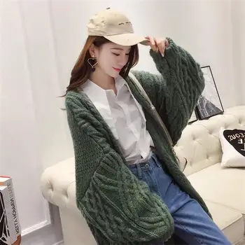 2019 naują atvykimo moteriški drabužiai ponios rudenį, žiemą, pavasarį, susagstomi megztiniai megzti megztinis moterims batwing rankovėmis megztiniai, paltai